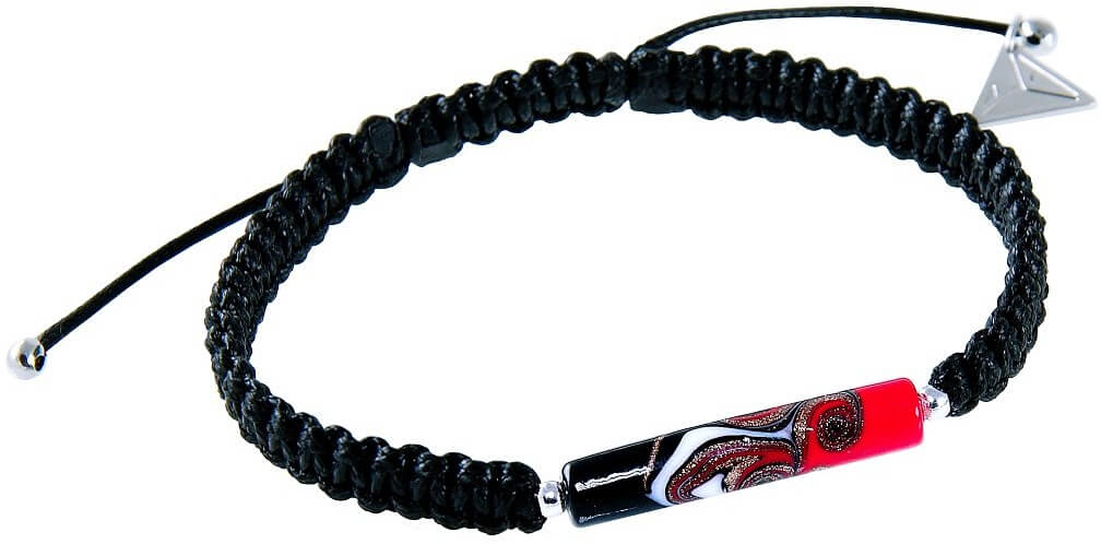 Lampglas Partnerský náramek Shamballa Red Black s unikátní perlou Lampglas BSHX10