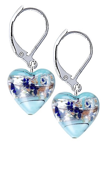Lampglas Pôvabné náušnice Ice Heart s rýdzim striebrom v perlách Lampglas ELH29