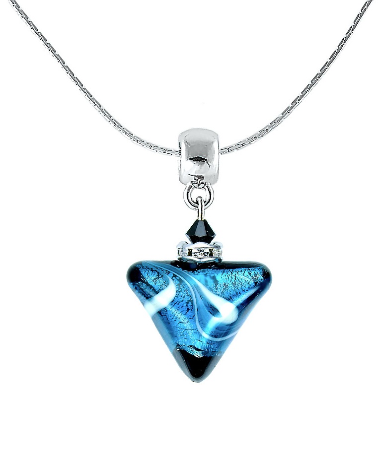 Lampglas Půvabný náhrdelník Sea Wave Triangle s ryzím stříbrem v perle Lampglas NTA12