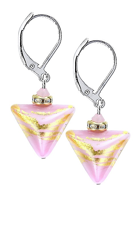 Lampglas Romantické náušnice Sweet Rose Triangle s 24karátovým zlatem v perlách Lampglas ETA9