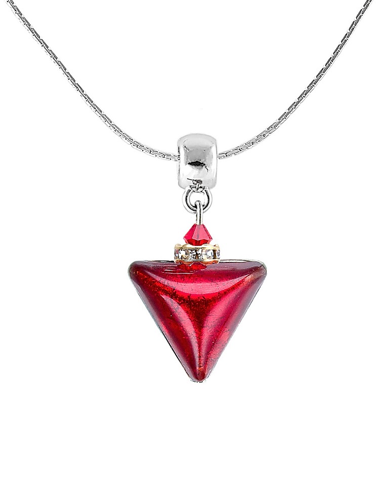 Levně Lampglas Svůdný náhrdelník Red Triangle s 24karátovým zlatem v perle Lampglas NTA4