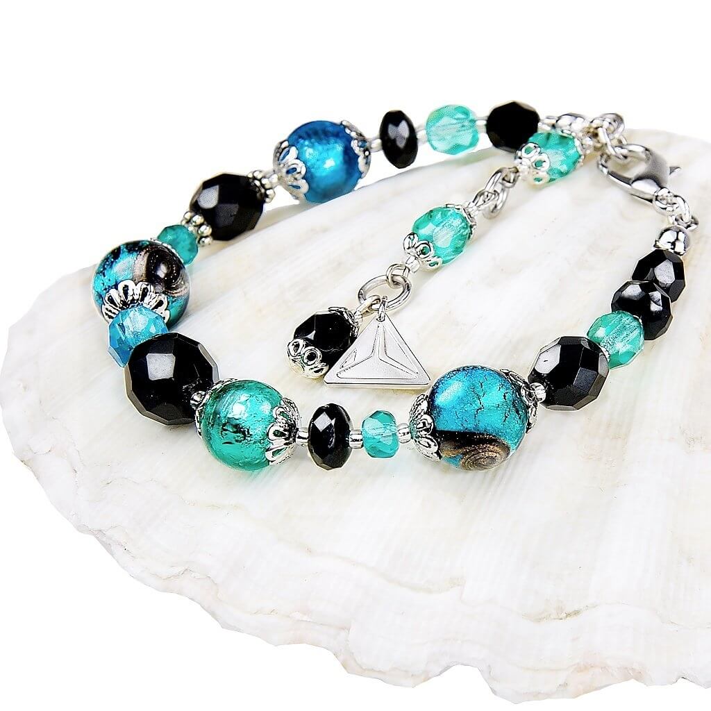 Lampglas Misterioso bracciale Deep Sea con perle Lampglas con argento puro BP11