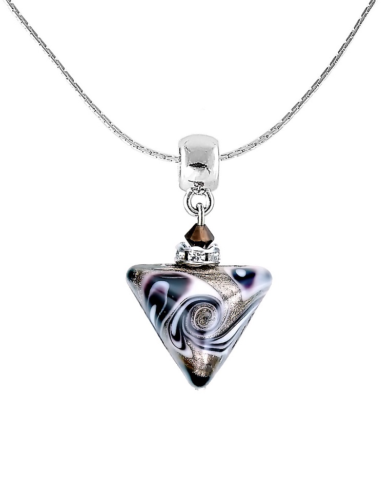 Levně Lampglas Unikátní náhrdelník Cleopatra`s Dream Triangle s perlou Lampglas NTA13