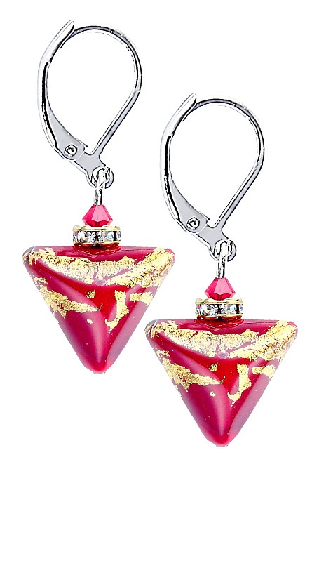 Lampglas Vášnivé náušnice Passionate Story Triangle s 24-karátovým zlatom v perlách Lampglas ETA6