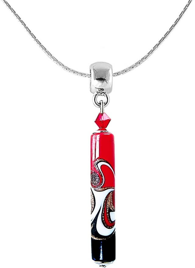 Lampglas Vášnivý náhrdelník Red Black s unikátní perlou Lampglas NPR12