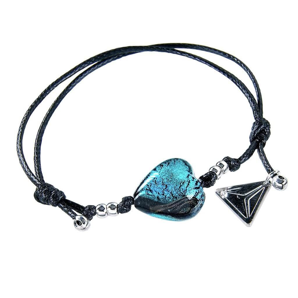 Lampglas Výjimečný náramek Turquoise Heart s ryzím stříbrem v perle Lampglas BLH5
