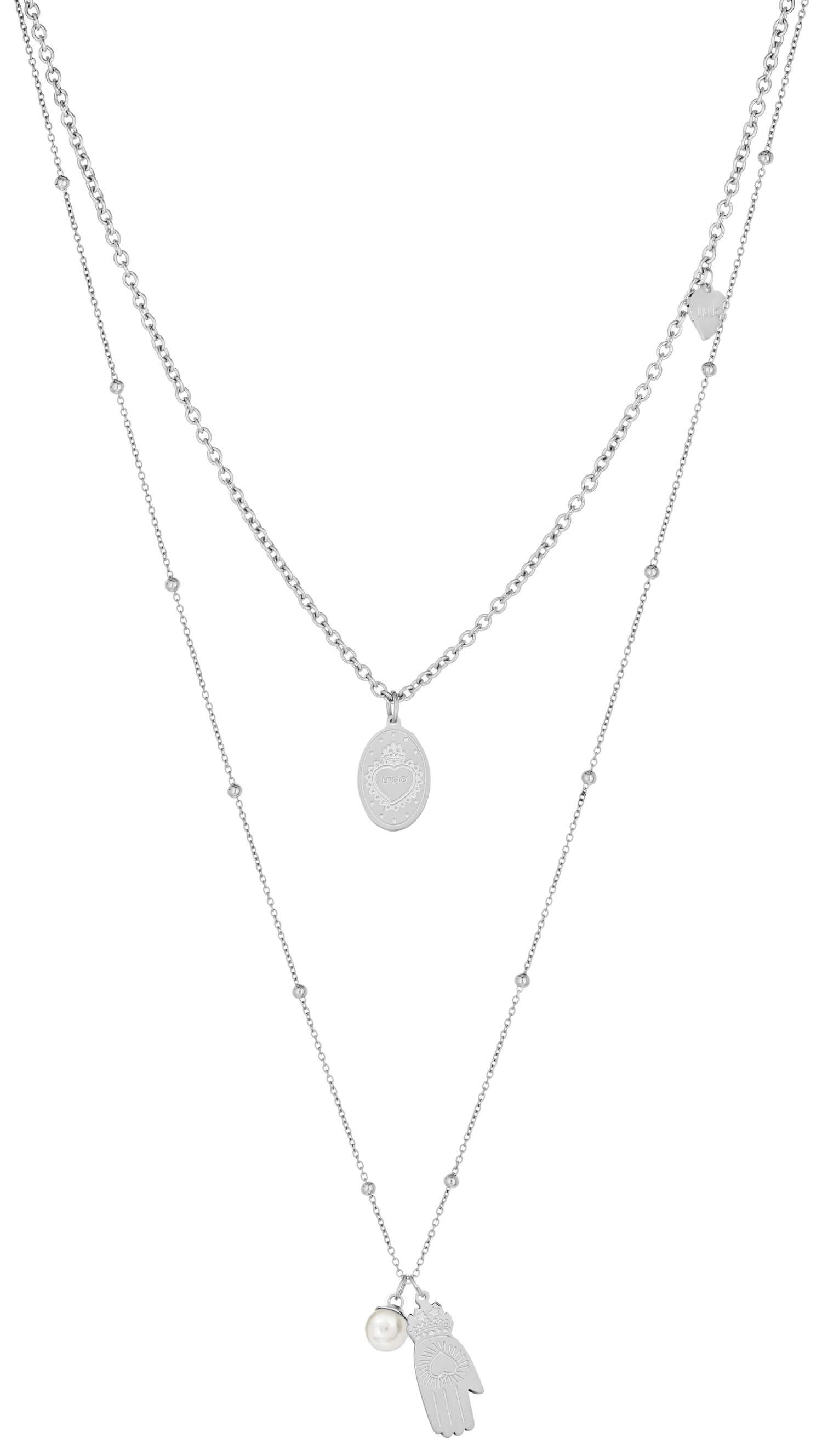 Liu.Jo Dvojitý ocelový náhrdelník s přívěsky LJ1441