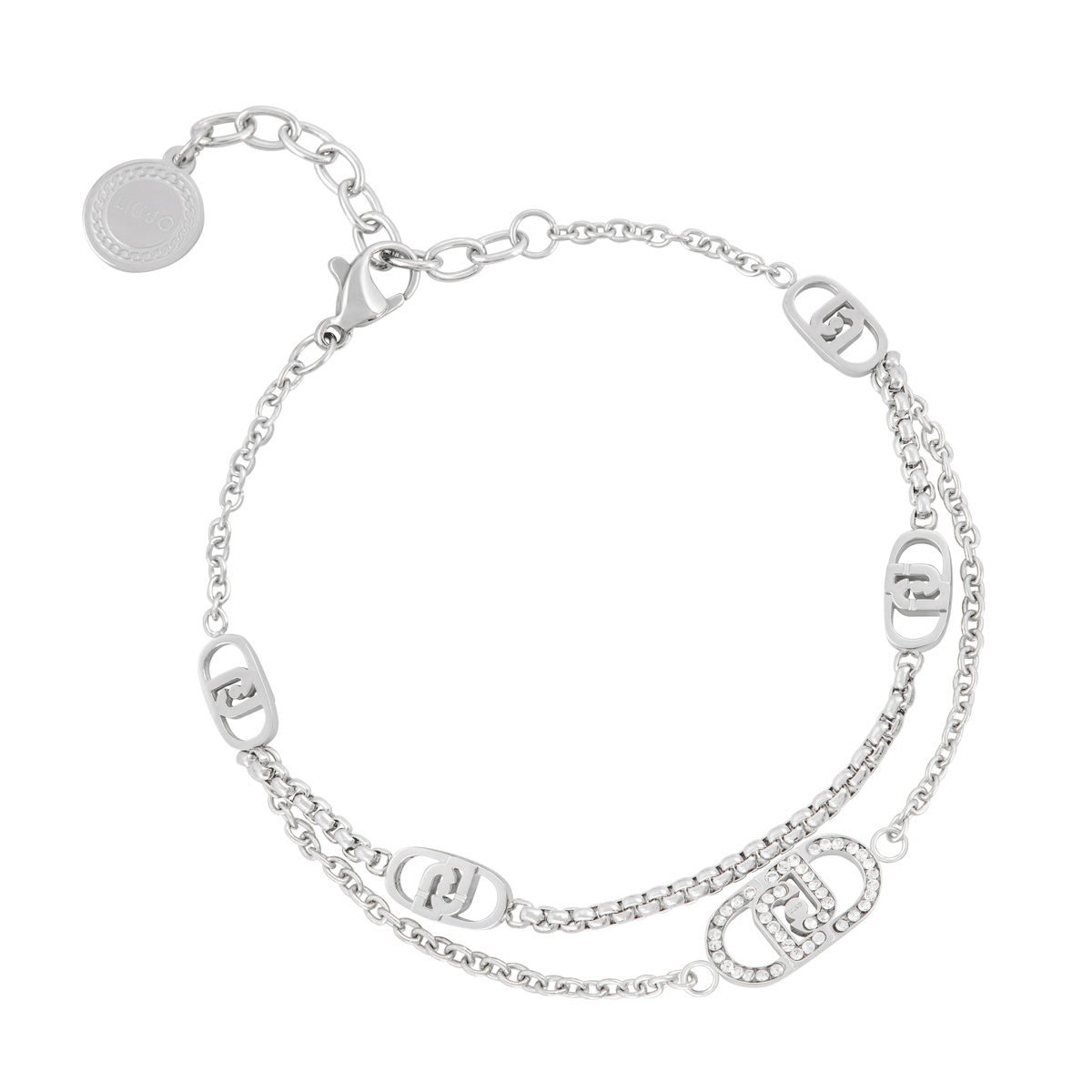 Liu Jo Dvojitý ocelový náramek s krystaly LJ2903