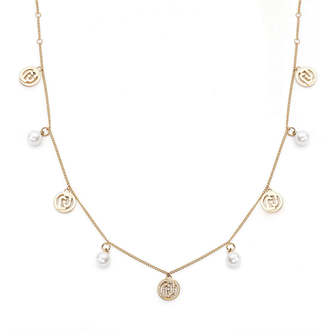 Liu Jo Krásný pozlacený náhrdelník choker s logy Fashion LJ2096