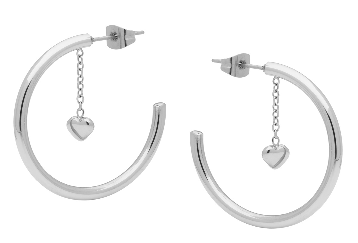 Liu Jo Ocelové kruhové náušnice s řetízkem LJ3195