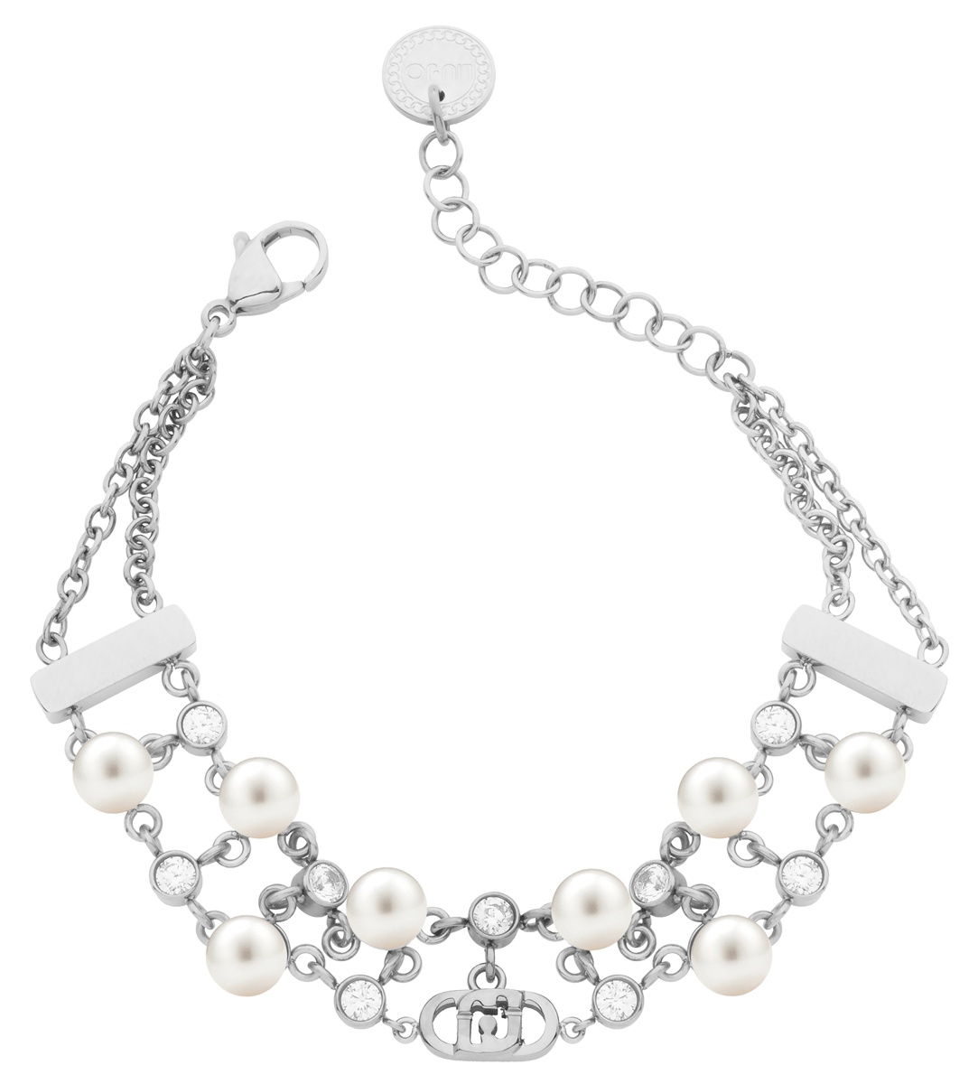 Liu Jo Ocelový náramek s krystaly a perlami Stones LJ3172