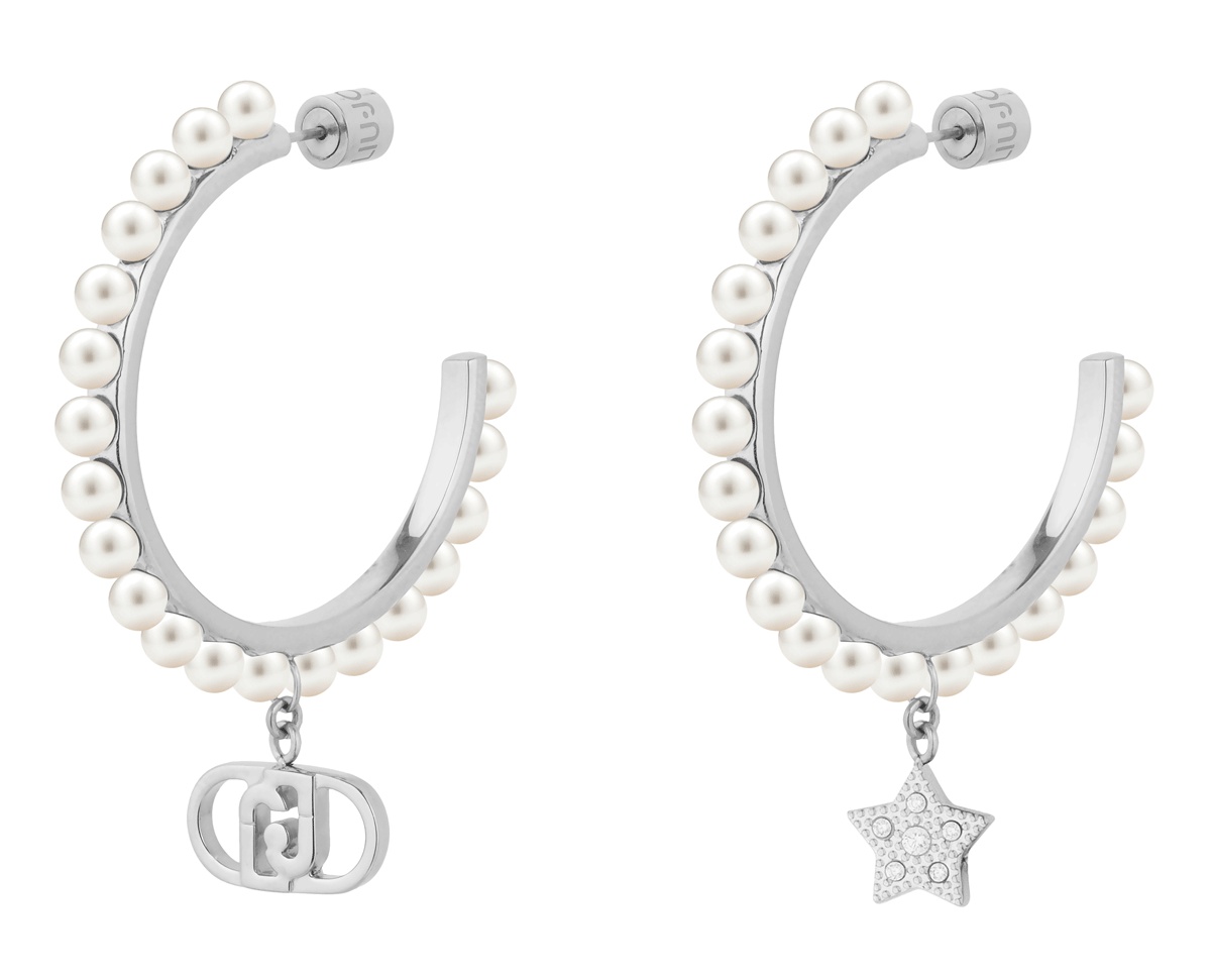 Liu Jo Perlové kruhové náušnice s přívěsky Stones LJ3167