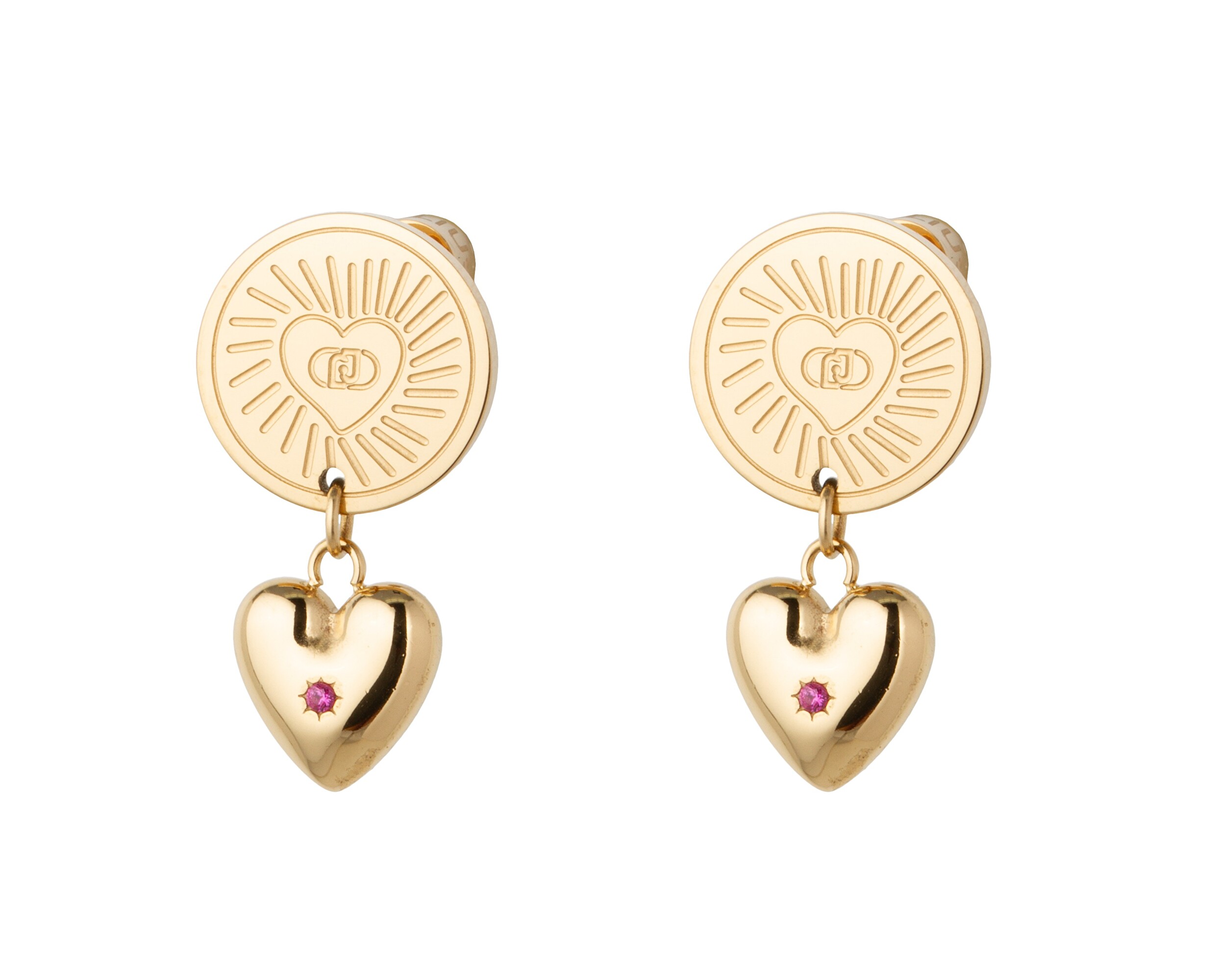 Liu Jo Pozlacené srdcové visací náušnice Icones LJ3183