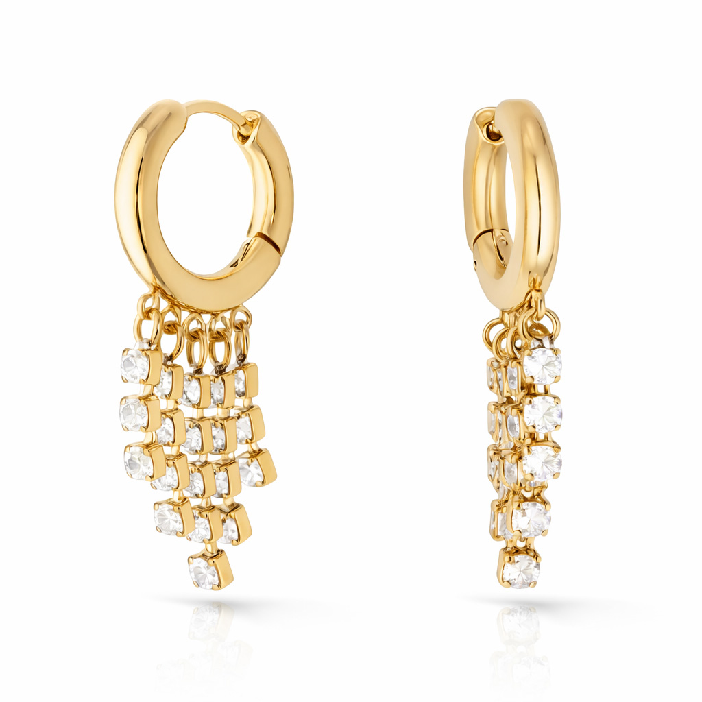 Liu Jo Pozlátené visiace náušnice s kryštálmi LJ2993