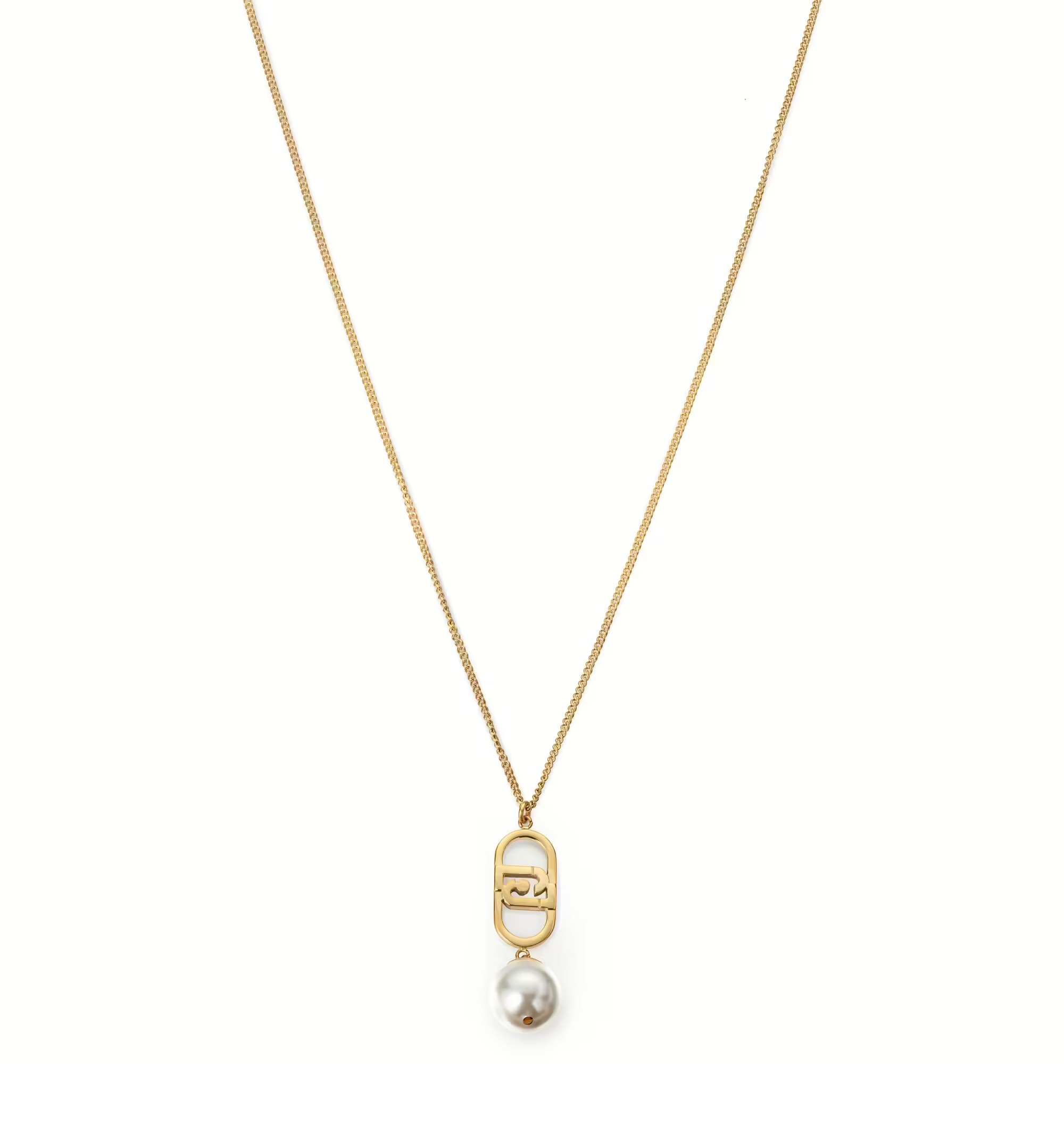 Liu Jo Pozlátený náhrdelník s logom a perlou Fashion LJ2208