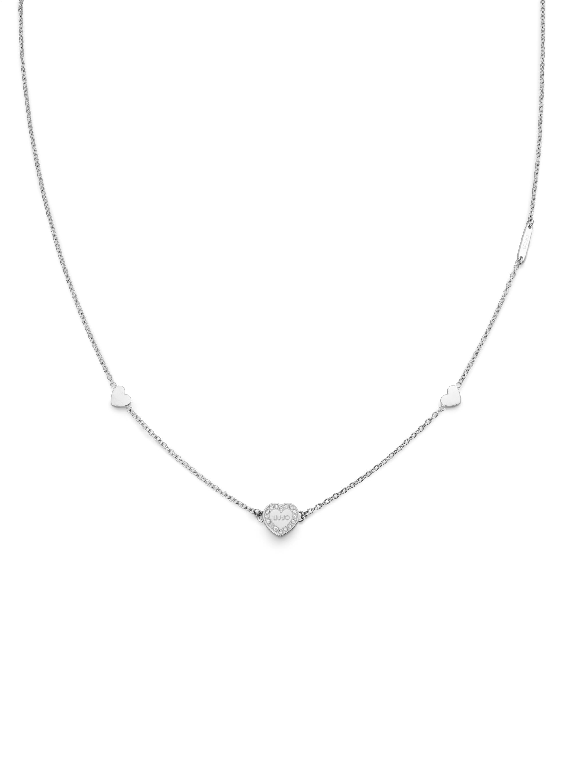 Levně Liu Jo Půvabný ocelový náhrdelník se srdíčky Essential LJ2169