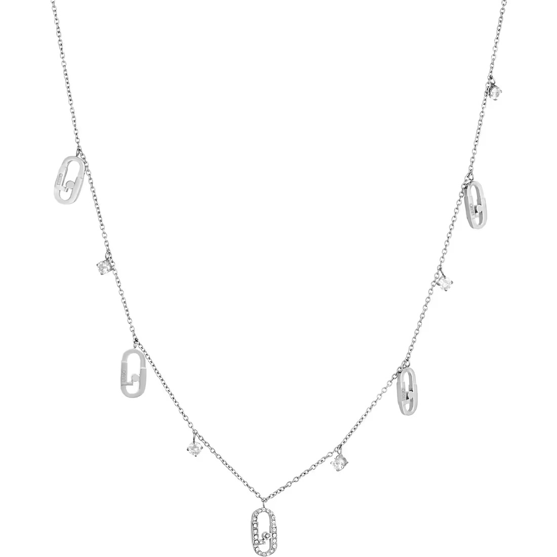 Liu Jo Slušivý ocelový náhrdelník s přívěsky Identity LJ1949