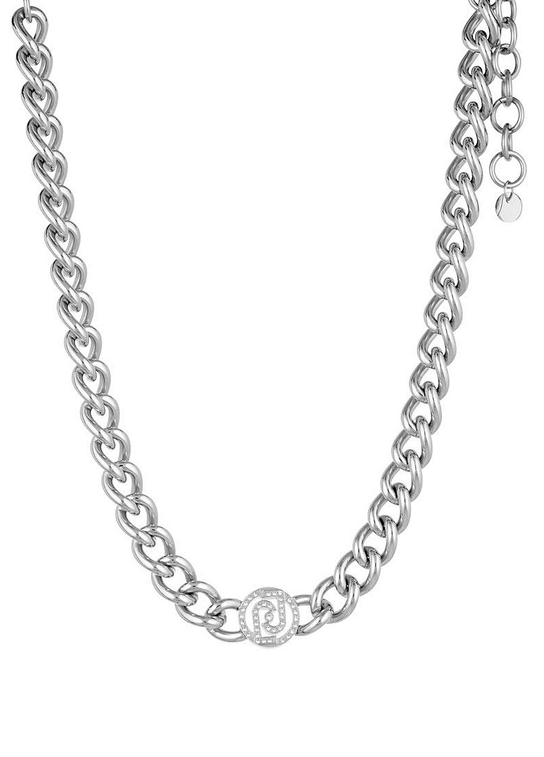 Liu Jo Výrazný oceľový náhrdelník s kryštálmi Brilliant LJ1619