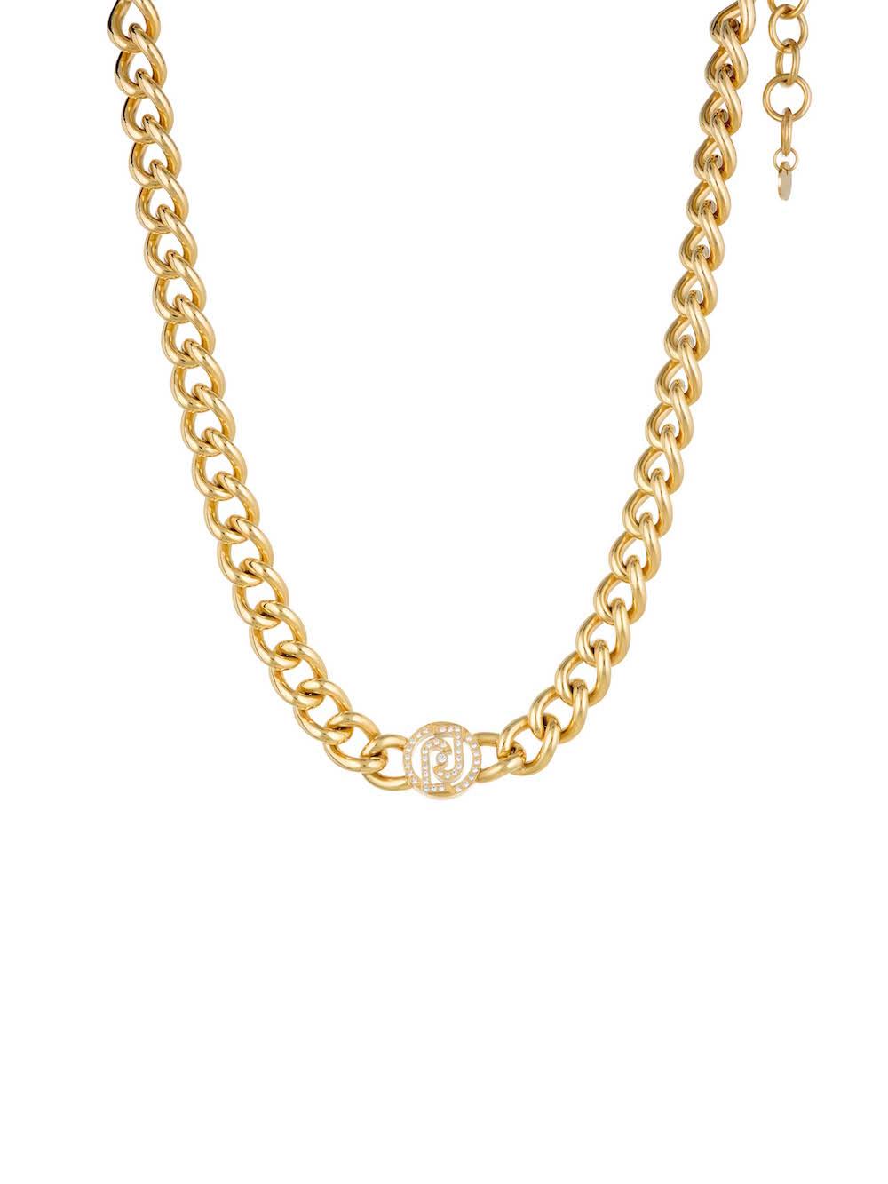 Liu Jo Výrazný pozlacený náhrdelník s krystaly Brilliant LJ1620