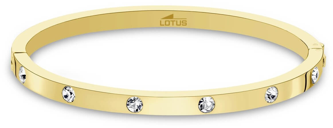 Lotus Style Pevný pozlacený náramek s krystaly LS1846-2/2