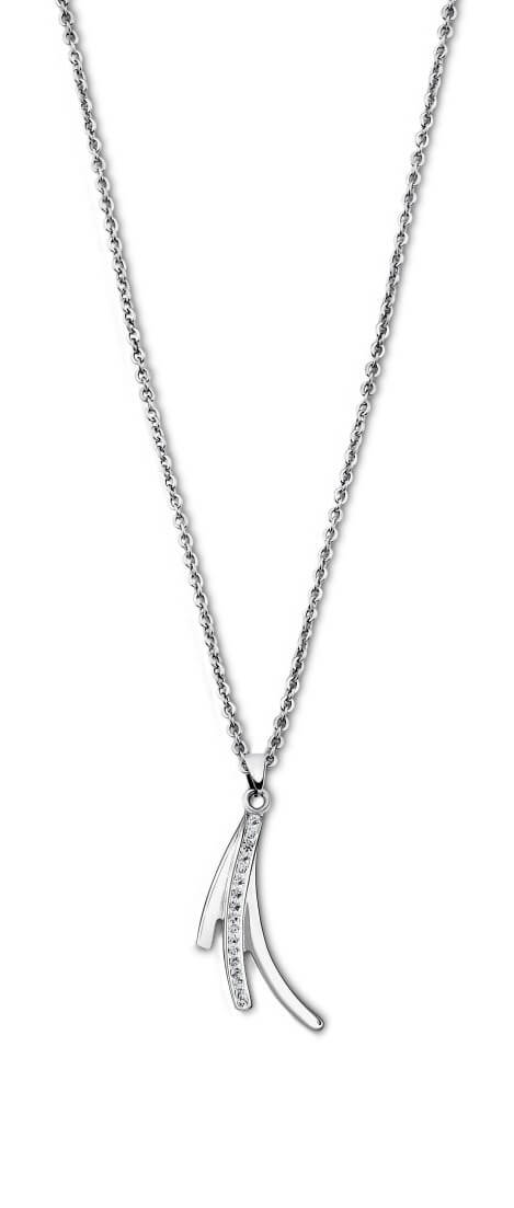 Lotus Style Pôvabný oceľový náhrdelník so zirkónmi Woman Basic LS1949-1 / 1