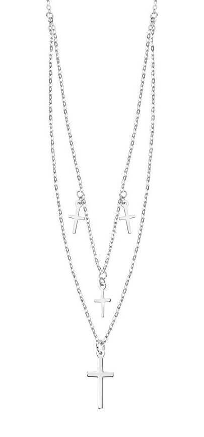 Lotus Silver Designový stříbrný náhrdelník s křížky pro ženy LP3256-1/1