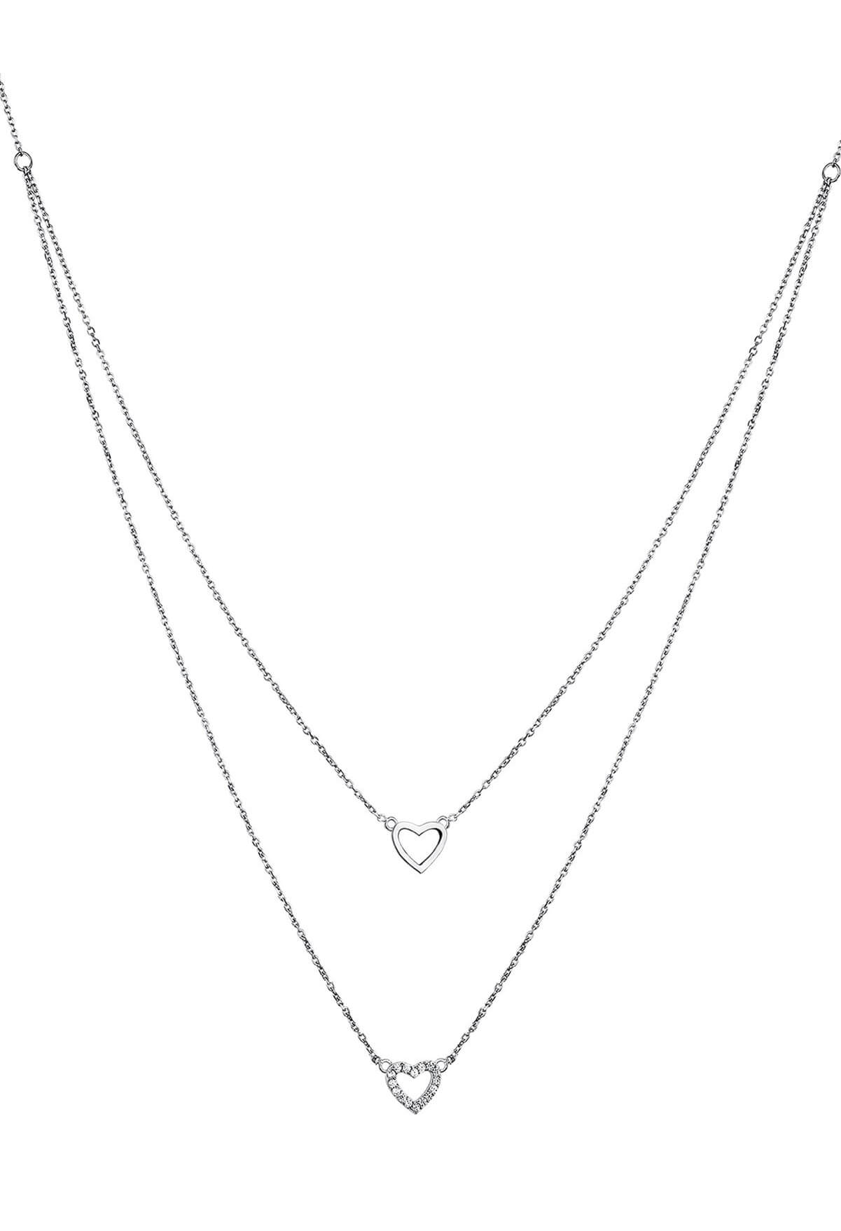 Lotus Silver Romantický stříbrný náhrdelník se srdíčky LP1516-1/1