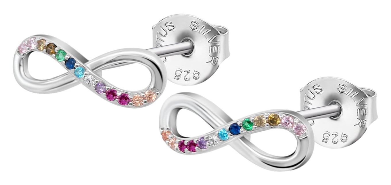 Lotus Silver Strieborné náušnice s farebnými zirkónmi Nekonečno LP1872-4/4