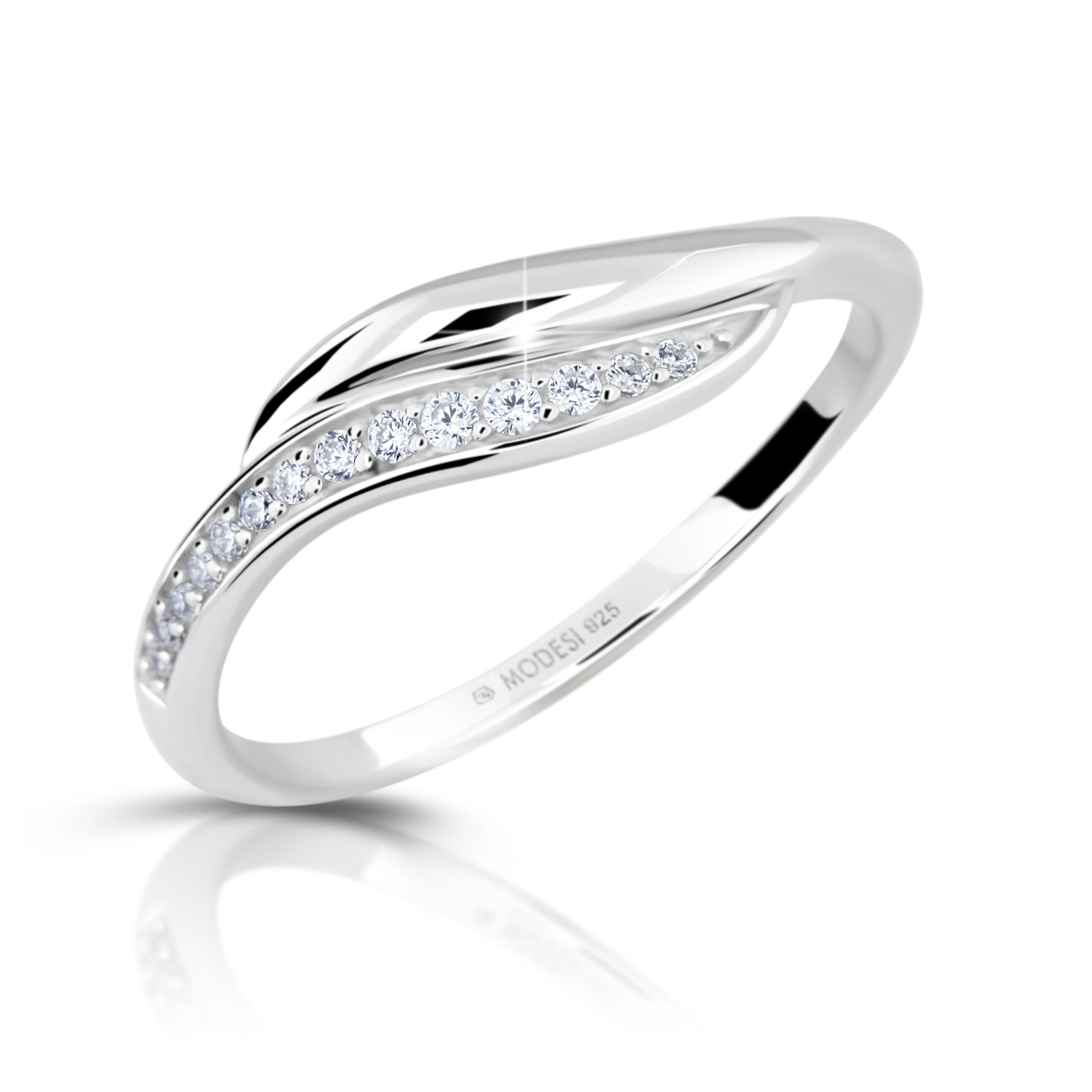 Modesi Elegantní stříbrný prsten se zirkony M00210 56 mm