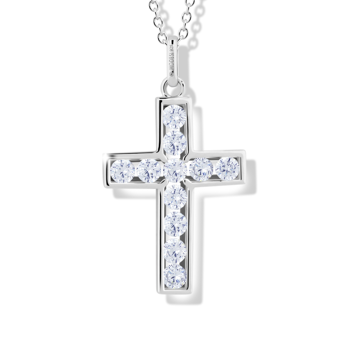 Levně Modesi Nadčasový náhrdelník s kubickými zirkony Křížek M00741 (řetízek, přívěsek)