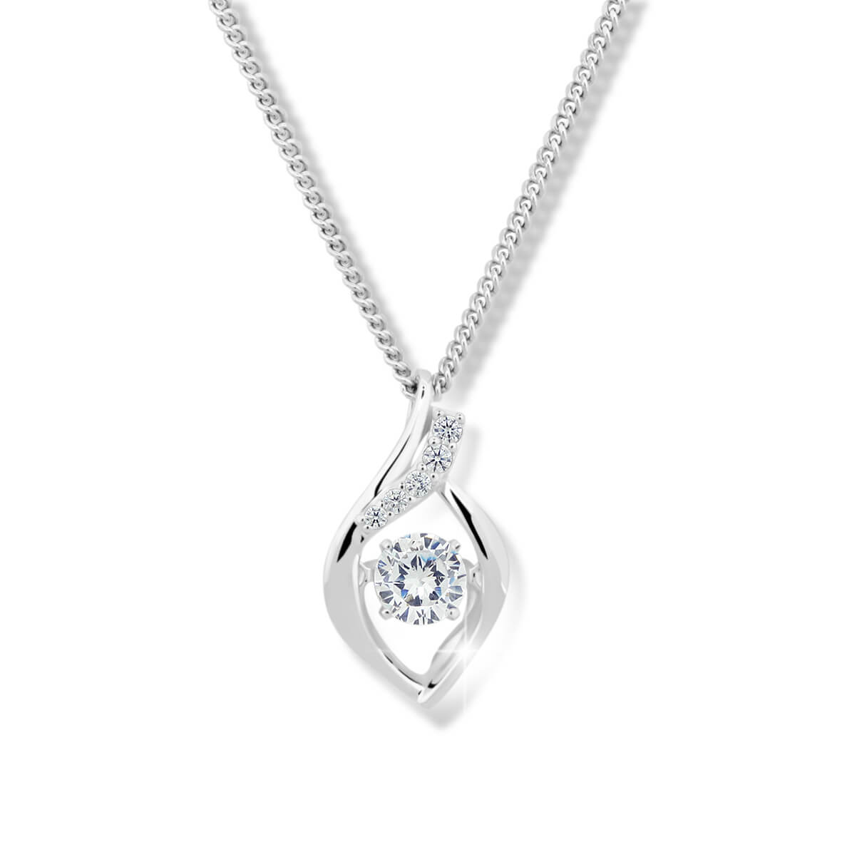 Modesi Nádherný náhrdelník s krystalem a zirkony M43066 (řetízek, přívěsek)
