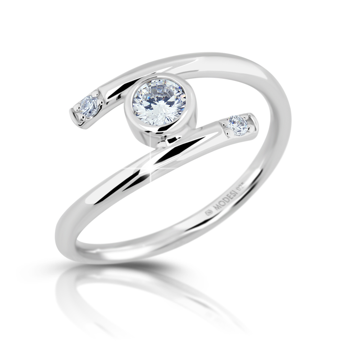 Modesi Nádherný stříbrný prsten se zirkony M01017 55 mm