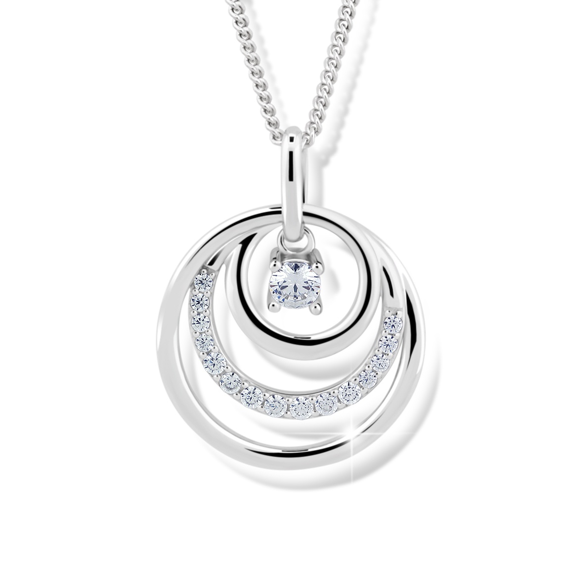 Levně Modesi Překrásný náhrdelník ze stříbra J328CZ-W (řetízek, přívěsek)