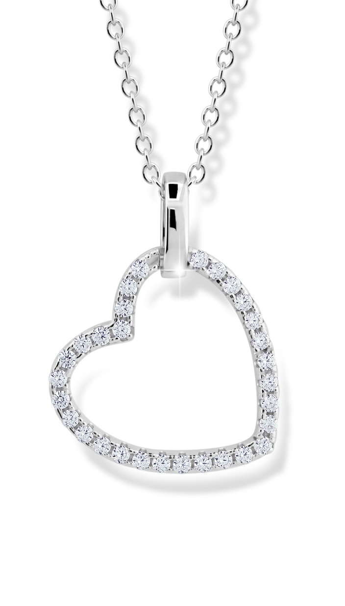 Modesi Strieborný náhrdelník so zirkónmi Srdce M43086 (retiazka, prívesok)