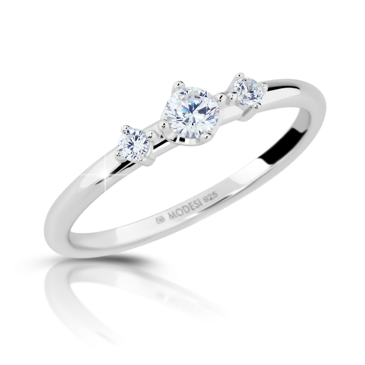 Modesi Stříbrný prsten se zirkony M01011 55 mm