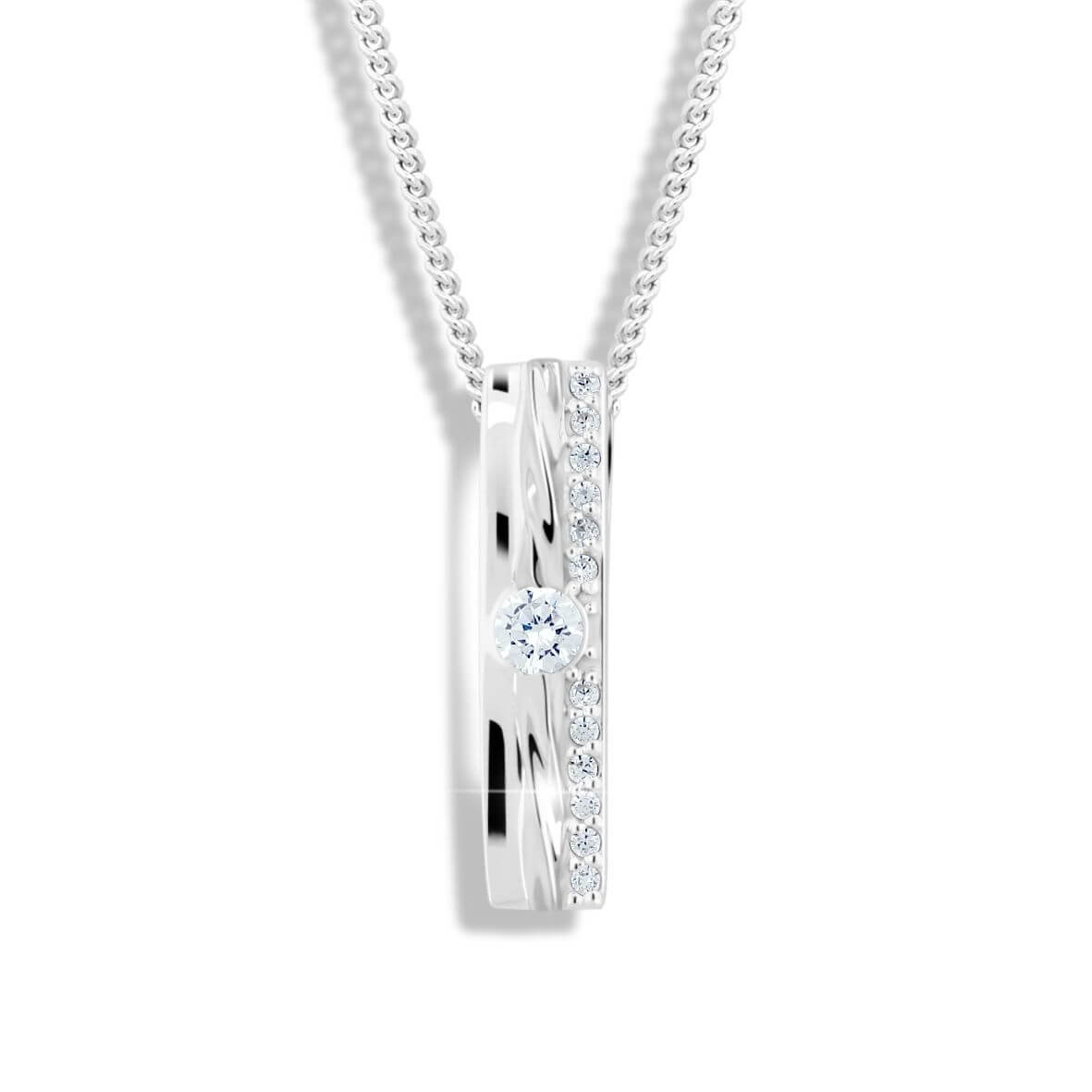 Levně Modesi Třpytivý náhrdelník se zirkony M46022 (řetízek, přívěsek)