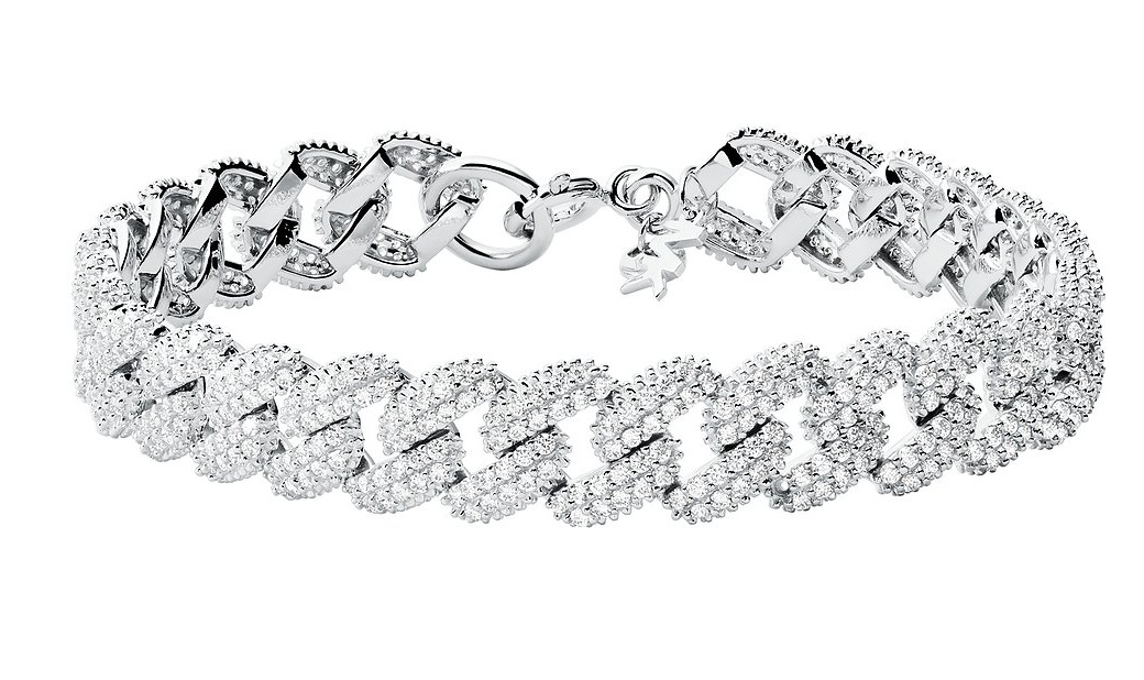 Michael Kors Luxusní stříbrný náramek se zirkony Statement Link MKC1427AN040