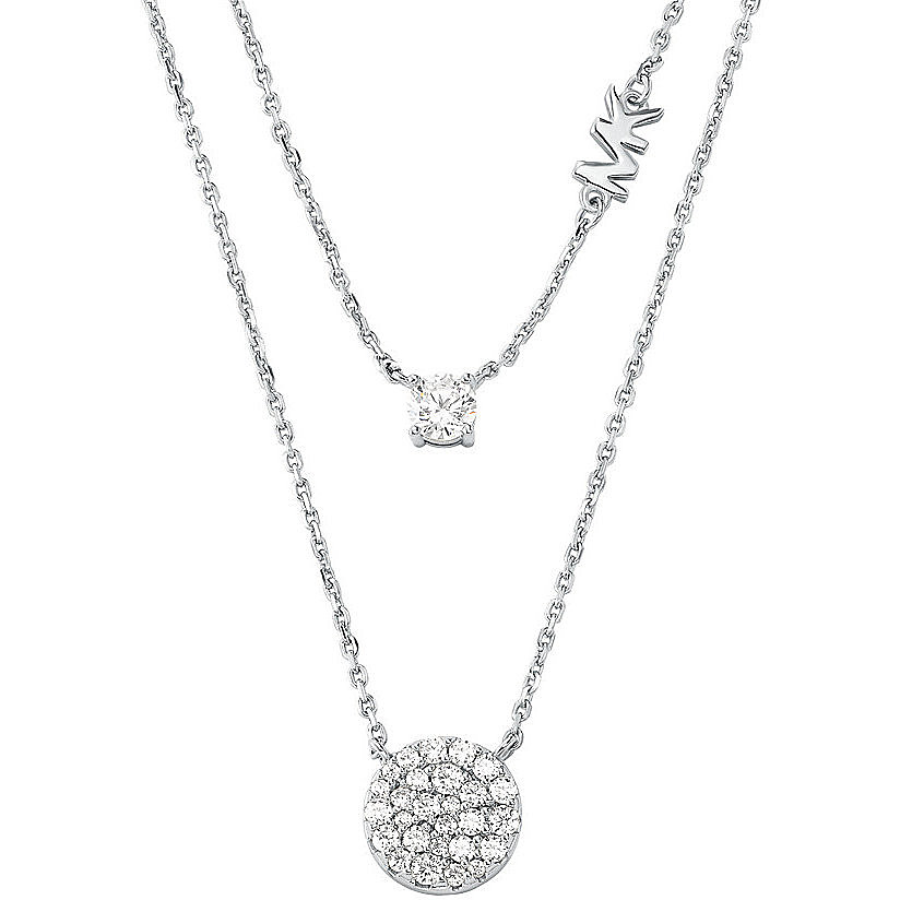 Levně Michael Kors Moderní dvojitý stříbrný náhrdelník Brilliance MKC1591AN040
