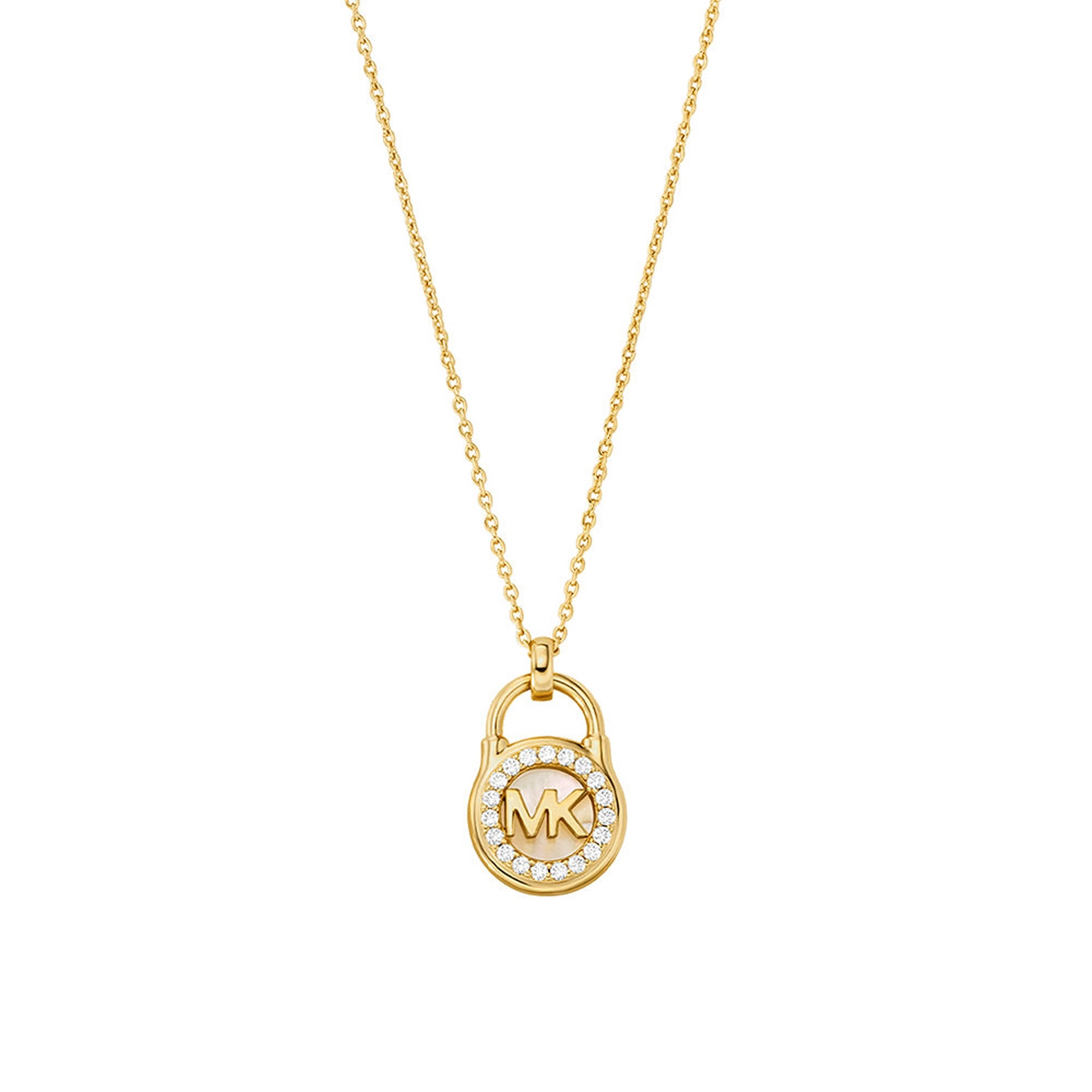 Michael Kors Pozlátený náhrdelník s trblietavým príveskom Premium MKC1562AH710 (retiazka, prívesok)