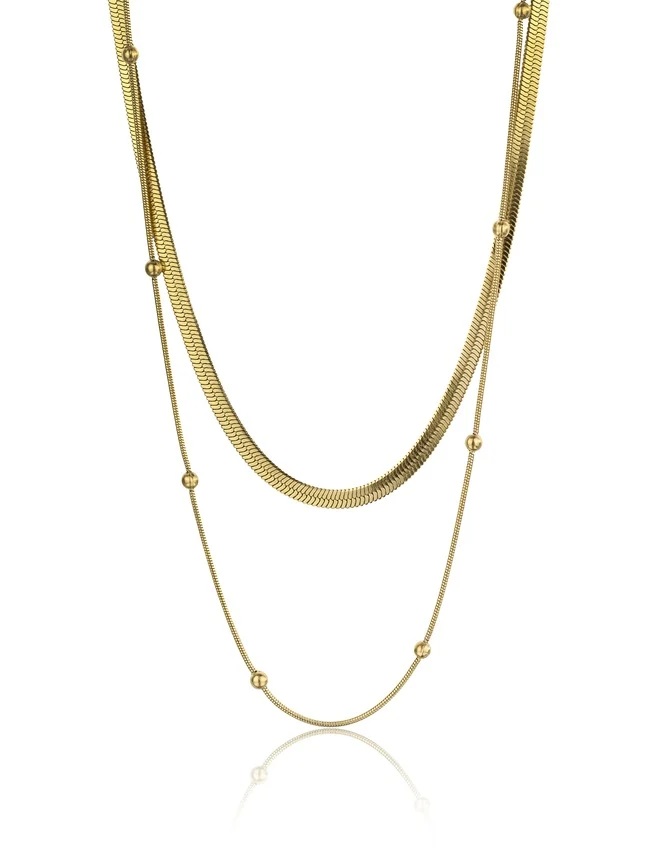 Marc Malone Dvojitý pozlacený náhrdelník Evangeline Gold Necklace MCN23089G