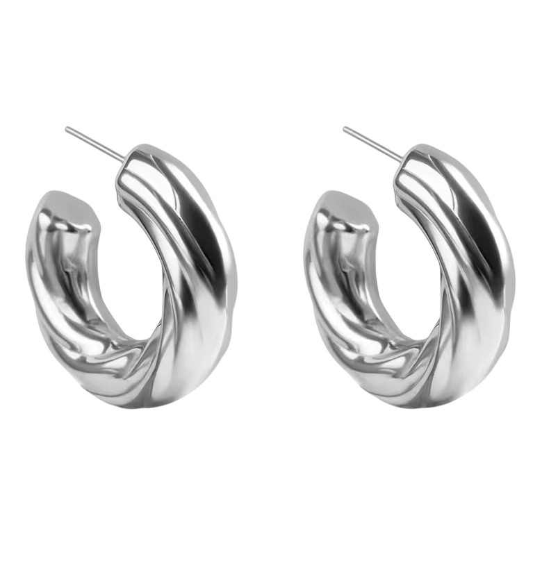 Marc Malone Moderné oceľové kruhy Celeste Silver Earrings MCE250192S