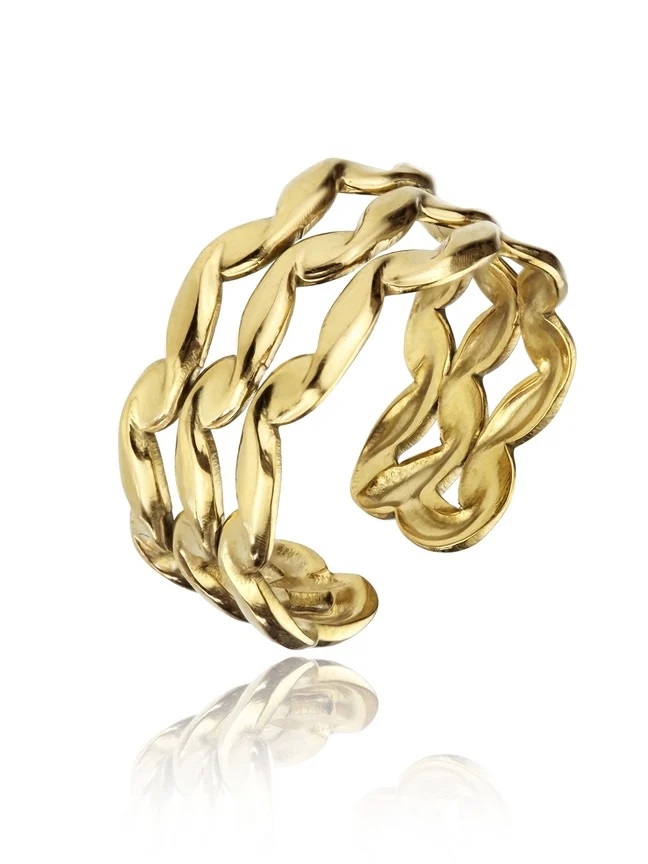 Levně Marc Malone Otevřený pozlacený prsten Clara Gold Ring MCR23007G