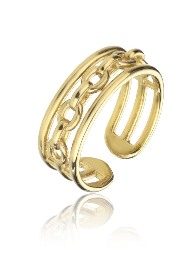 Levně Marc Malone Otevřený pozlacený prsten Madeline Gold Ring MCR23001G