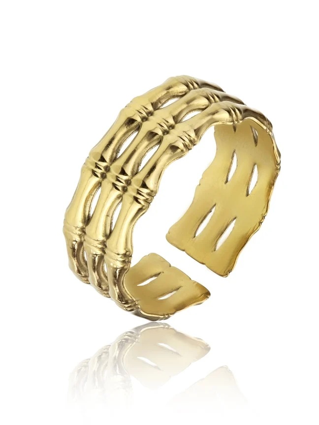 Levně Marc Malone Otevřený pozlacený prsten Raelynn Gold Ring MCR23008G