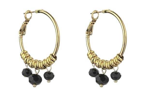 Marc Malone Pozlátené kruhové náušnice Zoey Black Earrings MCE23010G