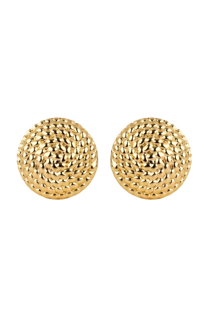Marc Malone Výrazné pozlacené náušnice Camellia Gold Earrings MCE250210G