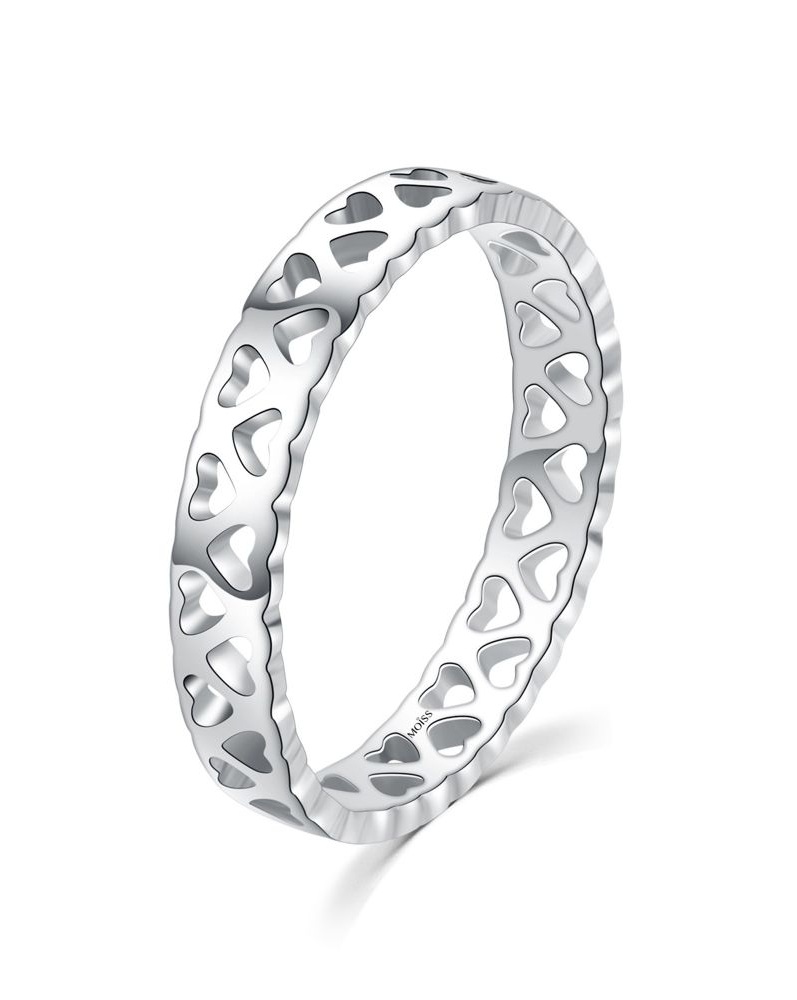 MOISS Dámsky strieborný prsteň so srdiečkami R0002048-P 46 mm