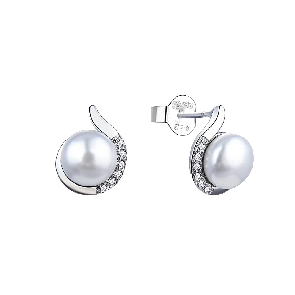 MOISS Elegantné strieborné náušnice s perlami a zirkónmi E0001852