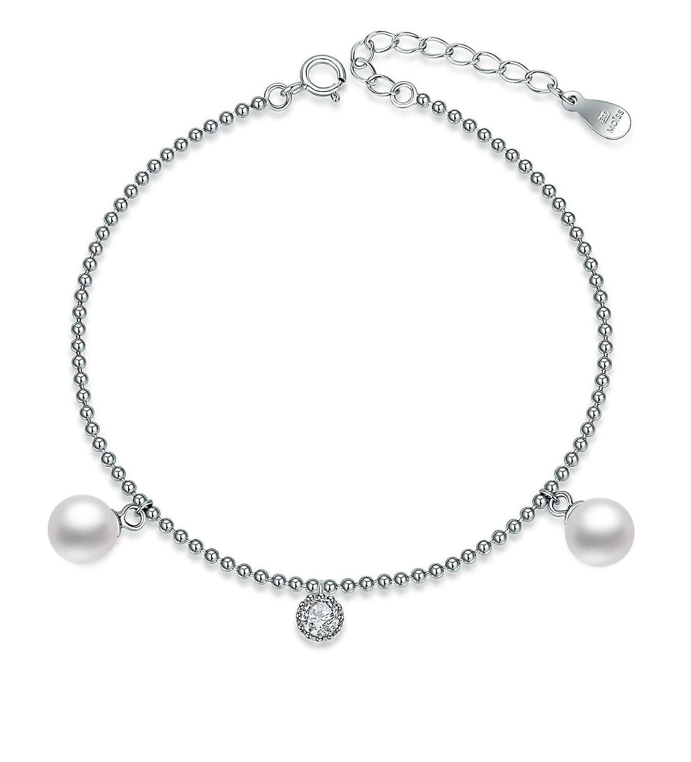 MOISS Elegantný strieborný náramok s perlami BP000025