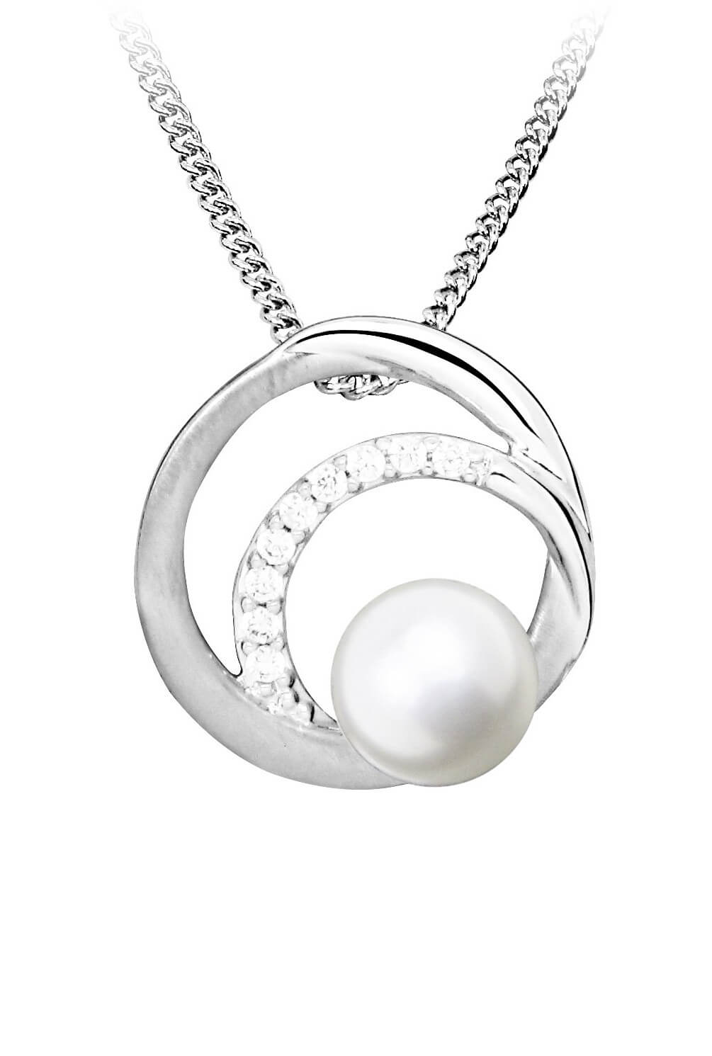 MOISS Elegantní stříbrný přívěsek s perlou PP000118